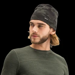 Camo Printed Wool Beanie, Lue Unisex