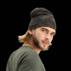 Camo Printed Wool Beanie, Lue Unisex