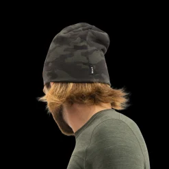 Camo Printed Wool Beanie, Lue Unisex