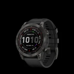 Fenix 7 Sapphire Solar, Carbon Gray Dlc Titan With Black Band, Multisportklokke Unisex