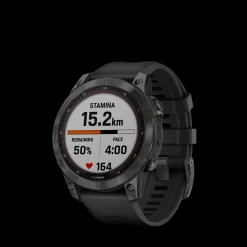 Fenix 7 Sapphire Solar, Carbon Gray Dlc Titan With Black Band, Multisportklokke Unisex