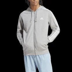 French Terry 3-Stripes Full-Zip Hoodie, Hettjakke, Herre