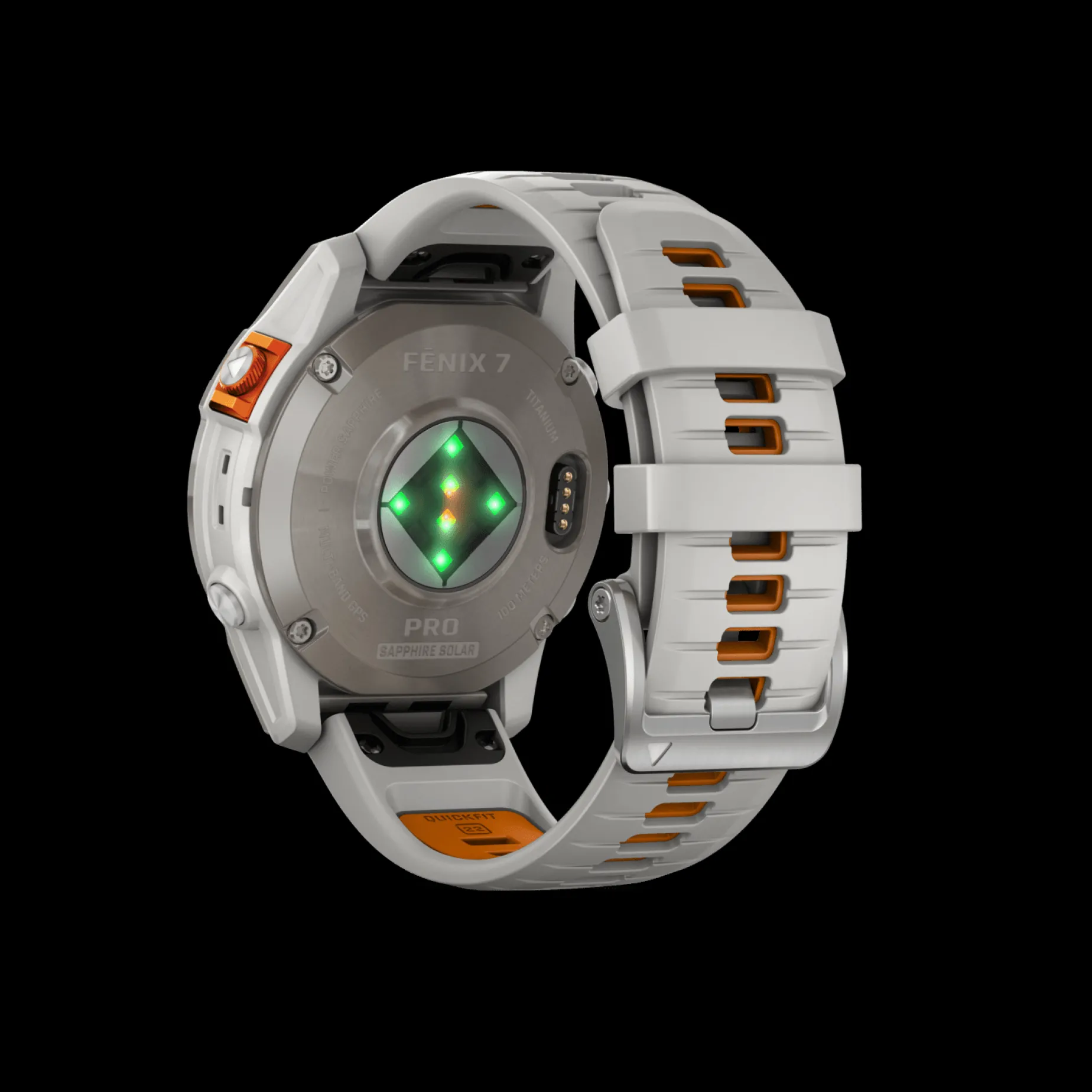 Garmin Fenix 7 Pro Sapphire Solar Edition, Fog Gray, Orange, Gps Smartklokke, Unisex